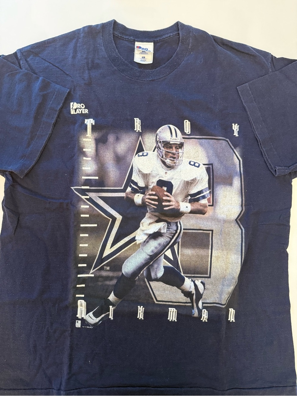Pro Player Vintage Navy Tee - TROY AIKMAN Cowboys (XL)